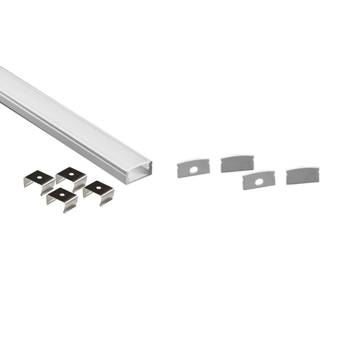 Surface-mounted LED strip profile with diffuser - Complete kit - 17x8.5mm - LED strip ≤10mm - 2 meters