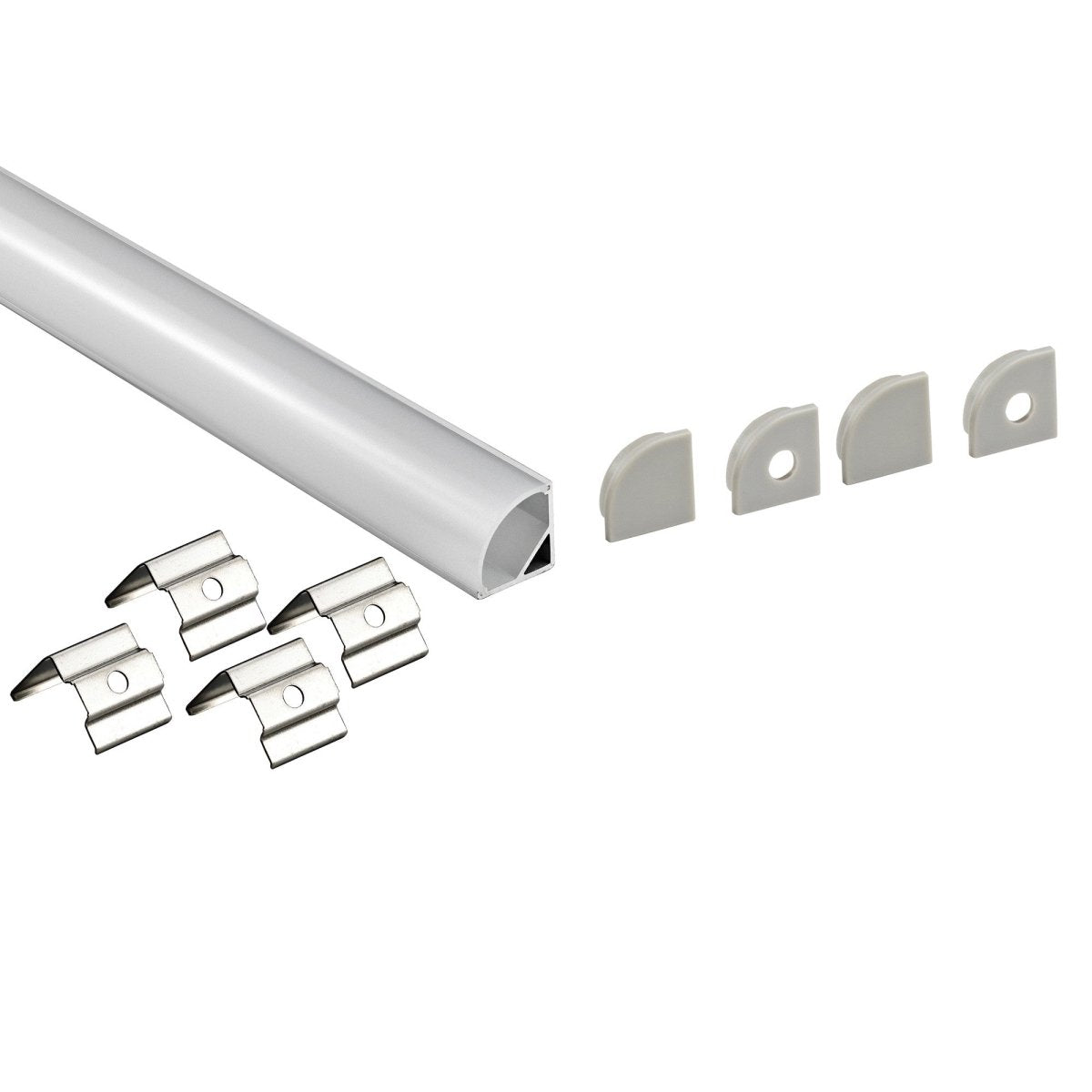 Perfil tira LED para esquinas con difusor - Kit completo - 16x16mm - Tira LED ≤10 mm - 2 metros - Barcelona Led-