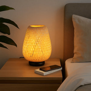 Lámpara de mesa mimbre "CARL" - E27 (4)