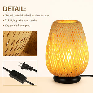 Lámpara de mesa mimbre "CARL" - E27 (6)