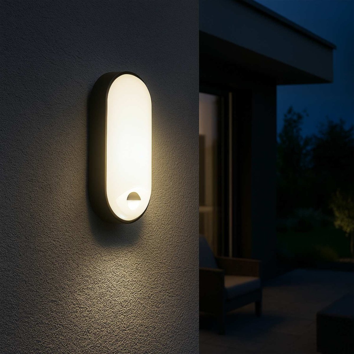 Plafón LED exterior ovalado con sensor PIR - 15W - CCT - IP65 - Barcelona Led-Decoración