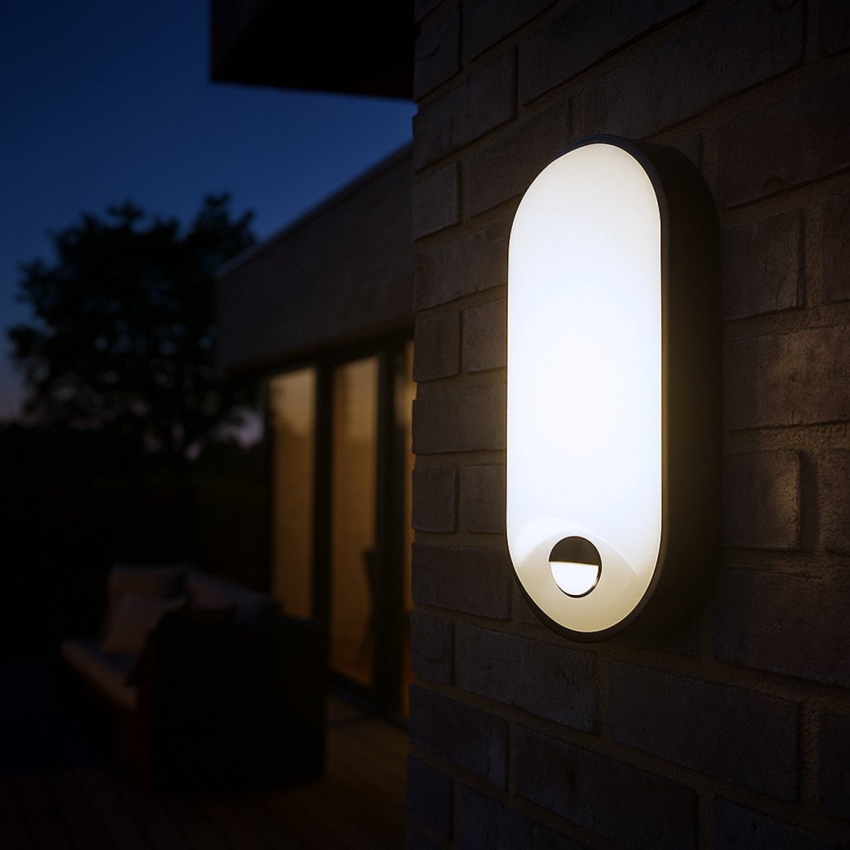Plafón LED exterior ovalado con sensor PIR - 15W - CCT - IP65 - Barcelona Led-Decoración