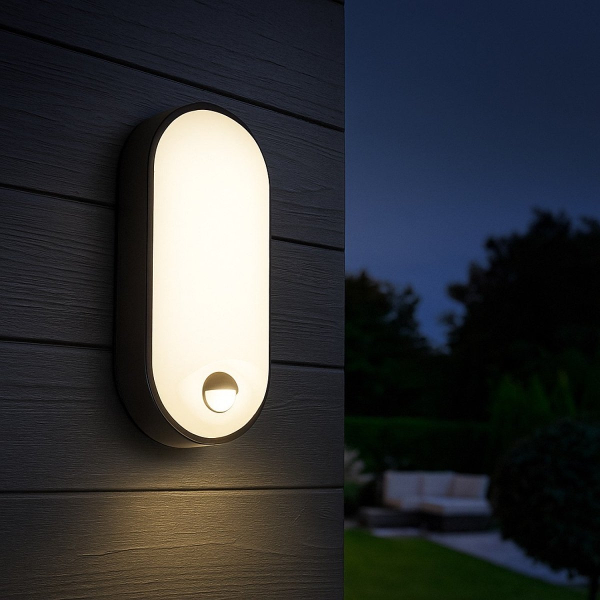 Plafón LED exterior ovalado con sensor PIR - 15W - CCT - IP65 - Barcelona Led-Decoración