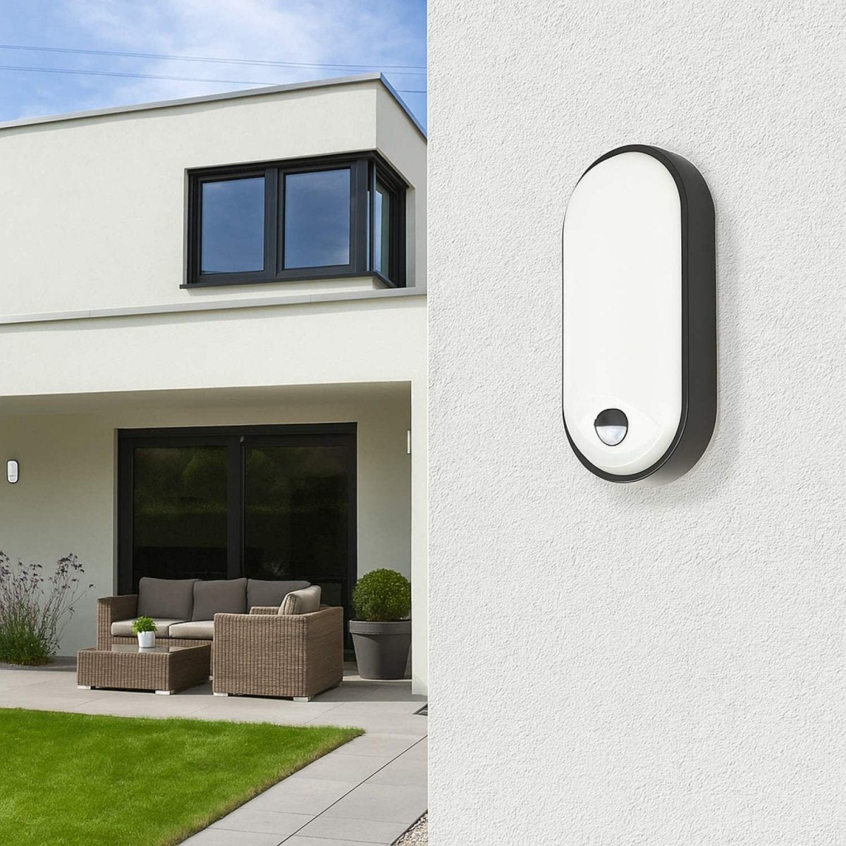Plafón LED exterior ovalado con sensor PIR - 15W - CCT - IP65 - Barcelona Led-Decoración