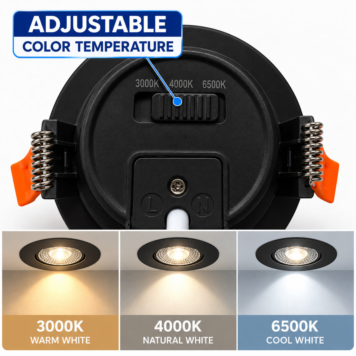 Downlight LED empotrable fijo - 7W - CCT - 560lm - Corte Ø75mm - IP54 (10)