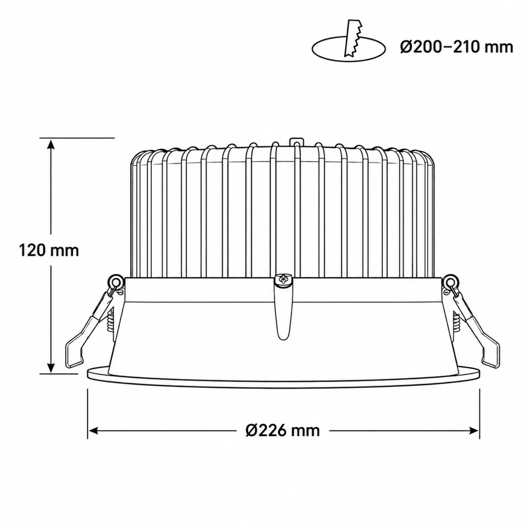 Downlight LED empotrable- Chip especial para carnicerías - 30W - Corte Ø200 mm - IP54 - UGR19 (15)
