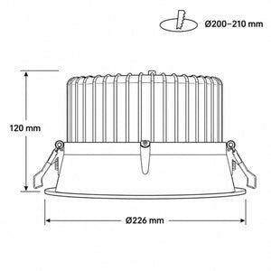 Downlight LED empotrable- Chip especial para carnicerías - 30W - Corte Ø200 mm - IP54 - UGR19 (15)