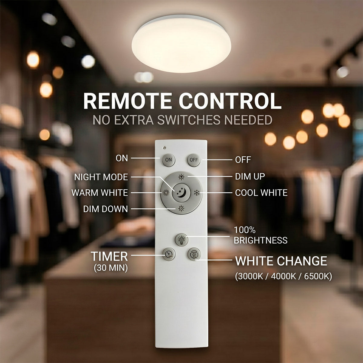 Plafón LED de techo con mando a distancia - CCT - 23W - CRI80 - IP20 (14)