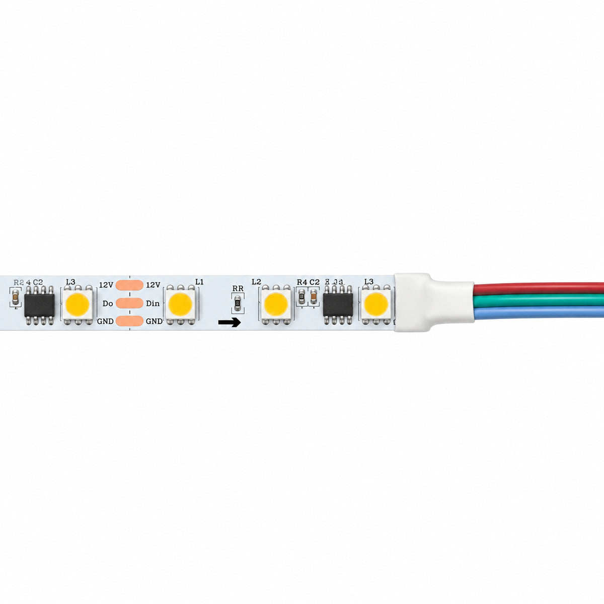 Tira de LED inteligente IC 12V DC - 14,4W/m - IP20 - 60 LED/m - Ancho 10mm - 5 metros (3)