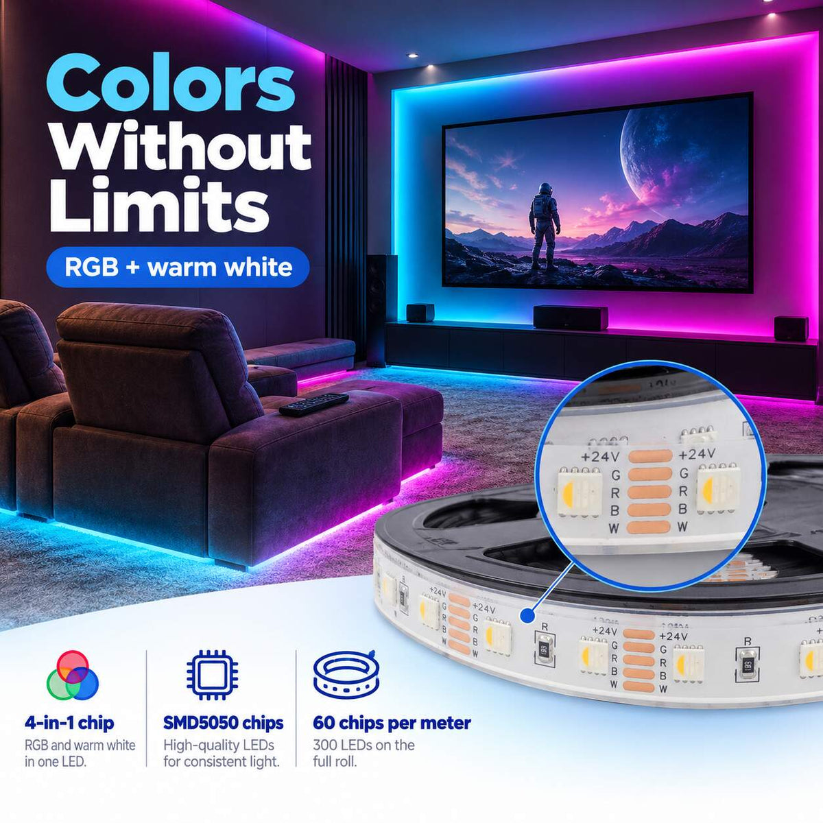 Tira LED estanca RGBWW - 19W/m - 24V - 60 LED/M - IP67 - 5m (6)