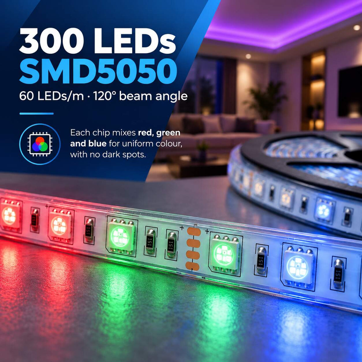 Tira de LED RGB - 12mm - 24V-DC - 72W - Corte cada 10cm - 5 metros - IP67 (6)
