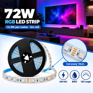 Tira de LED RGB - 12mm - 24V-DC - 72W - Corte cada 10cm - 5 metros - IP67 (3)