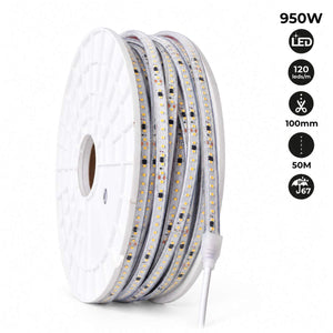 Tira LED 220V - 950W (6000xSMD2835) 12mm -  IP67 - Rollo 50 metros - Corte cada 10cm
