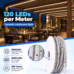 Tira LED 220V - 950W (6000xSMD2835) 12mm -  IP67 - Rollo 50 metros - Corte cada 10cm (8)