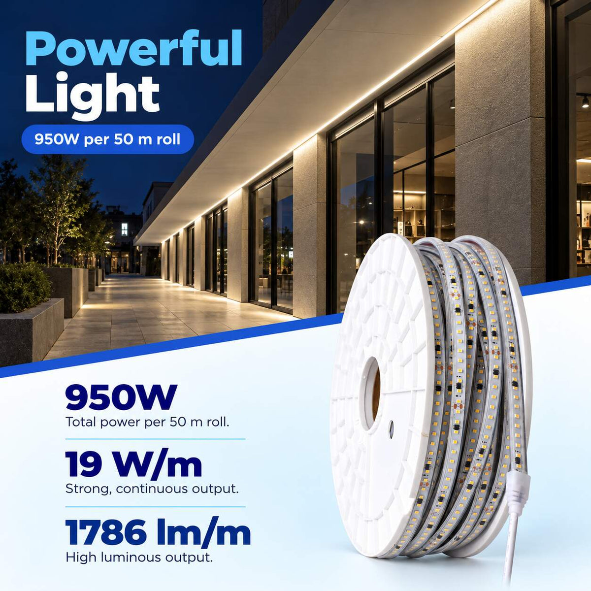 Tira LED 220V - 950W (6000xSMD2835) 12mm -  IP67 - Rollo 50 metros - Corte cada 10cm (5)