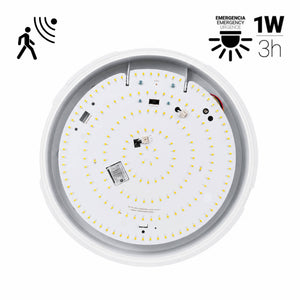 Plafón LED de techo estanco con sensor de movimiento + Luz de emergencia - CCT - Potencia ajustable 12W-16W - Ø31cm - IP65 (2)