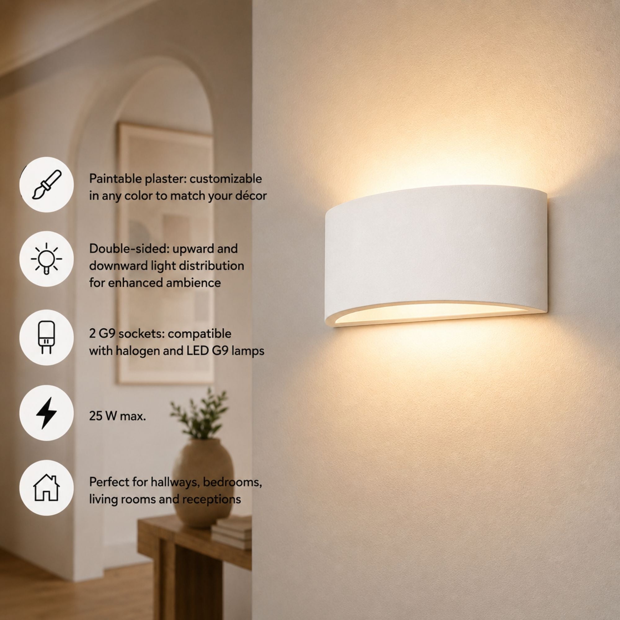 Aplique de pared de escayola "PEARL 300" - Doble cara - G9 (11)