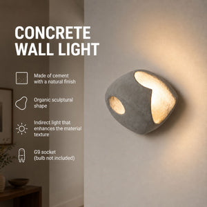 Aplique de pared cemento "LITHOS" - Diseño orgánico - 1xG9 (8)