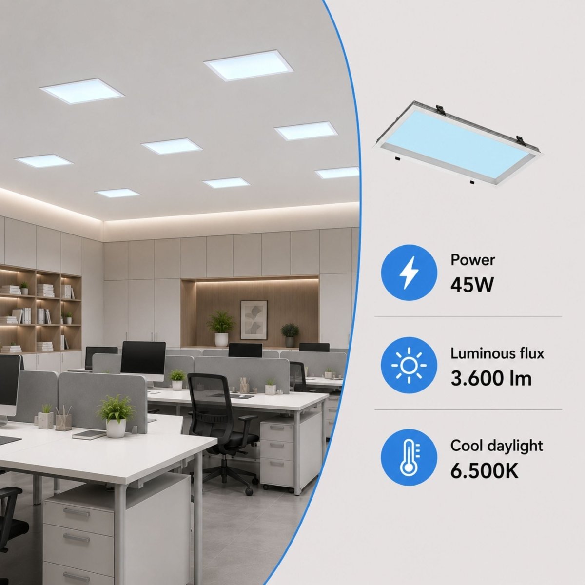Panel Blue Skylight efecto cielo "SKYWIN SR" - Slim - Daylight - 45W - 60x30cm - Barcelona Led-Iluminación