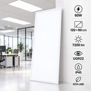 Panel LED empotrable Backlit 120x60cm - 60W - 7200lm - Driver flicker free - UGR22 - IP40