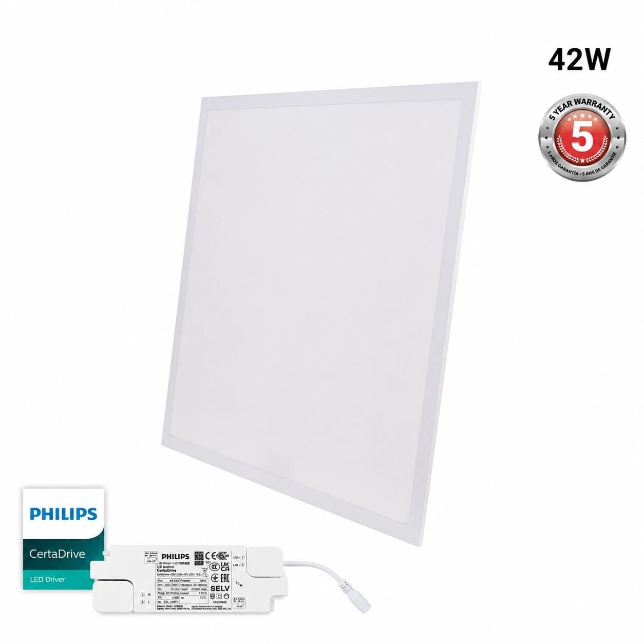 Panel LED empotrable Backlight 60x60cm - 42W - 5040lm - Driver Philips - UGR22 - IP40