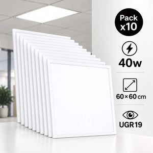 Pack x 10 - Panel LED empotrable Backlit 60x60cm - 40W - 100lm/W - Driver flicker free - UGR19 - IP40