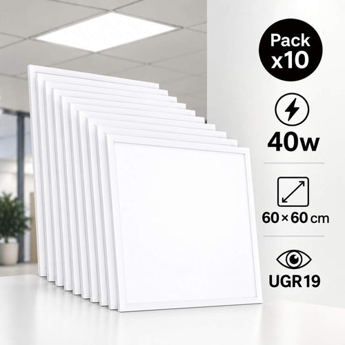 Pack x 10 - Panel LED empotrable Backlit 60x60cm - 40W - 100lm/W - Driver flicker free - UGR19 - IP40