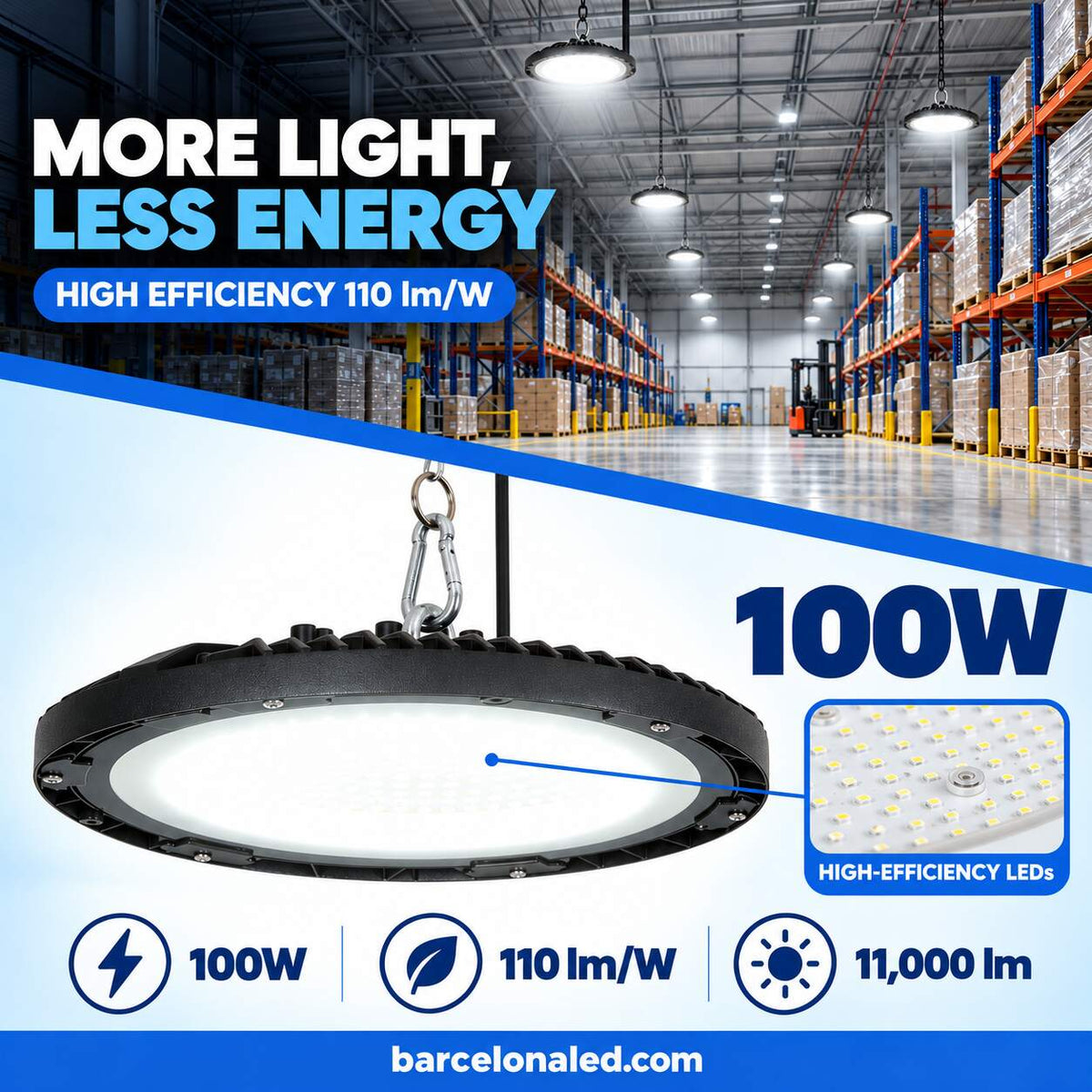 Campana LED industrial - 100W - IP65 - 110lm/W - 5 años de garantía (12)