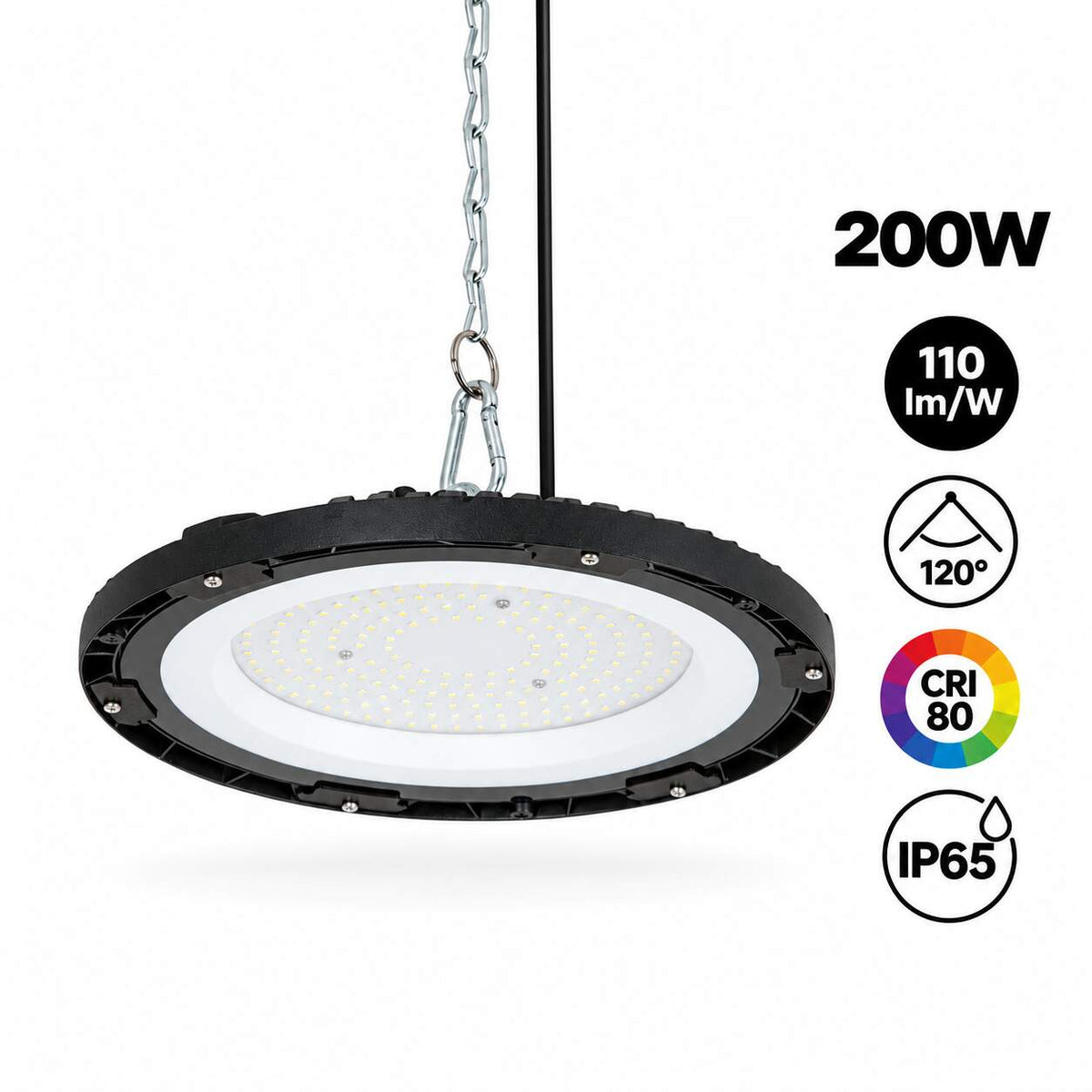 Campana LED industrial - 200W - IP65 - 110lm/W - 5 años de garantía