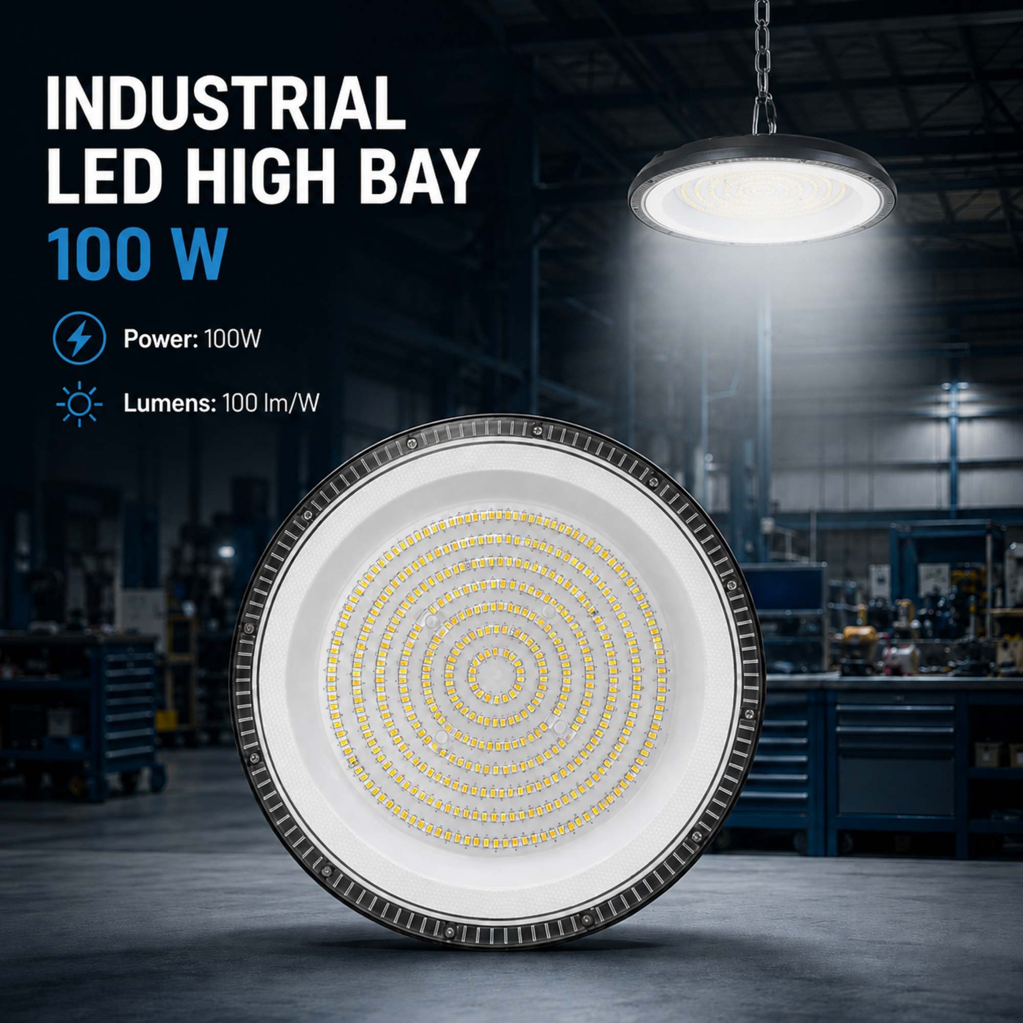 Campana LED industrial UFO - CCT - 100W - 90º - 100lm/w - IP65 (5)