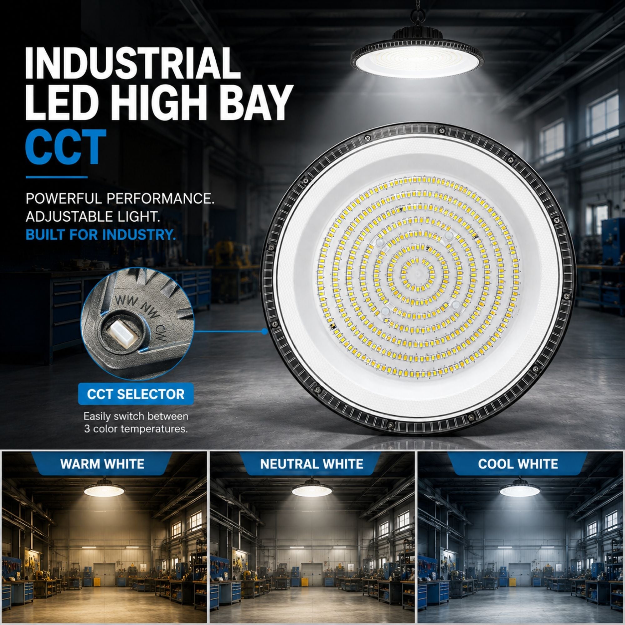 Campana LED industrial UFO - CCT - 150W - 90º - 100lm/w - IP65 (4)