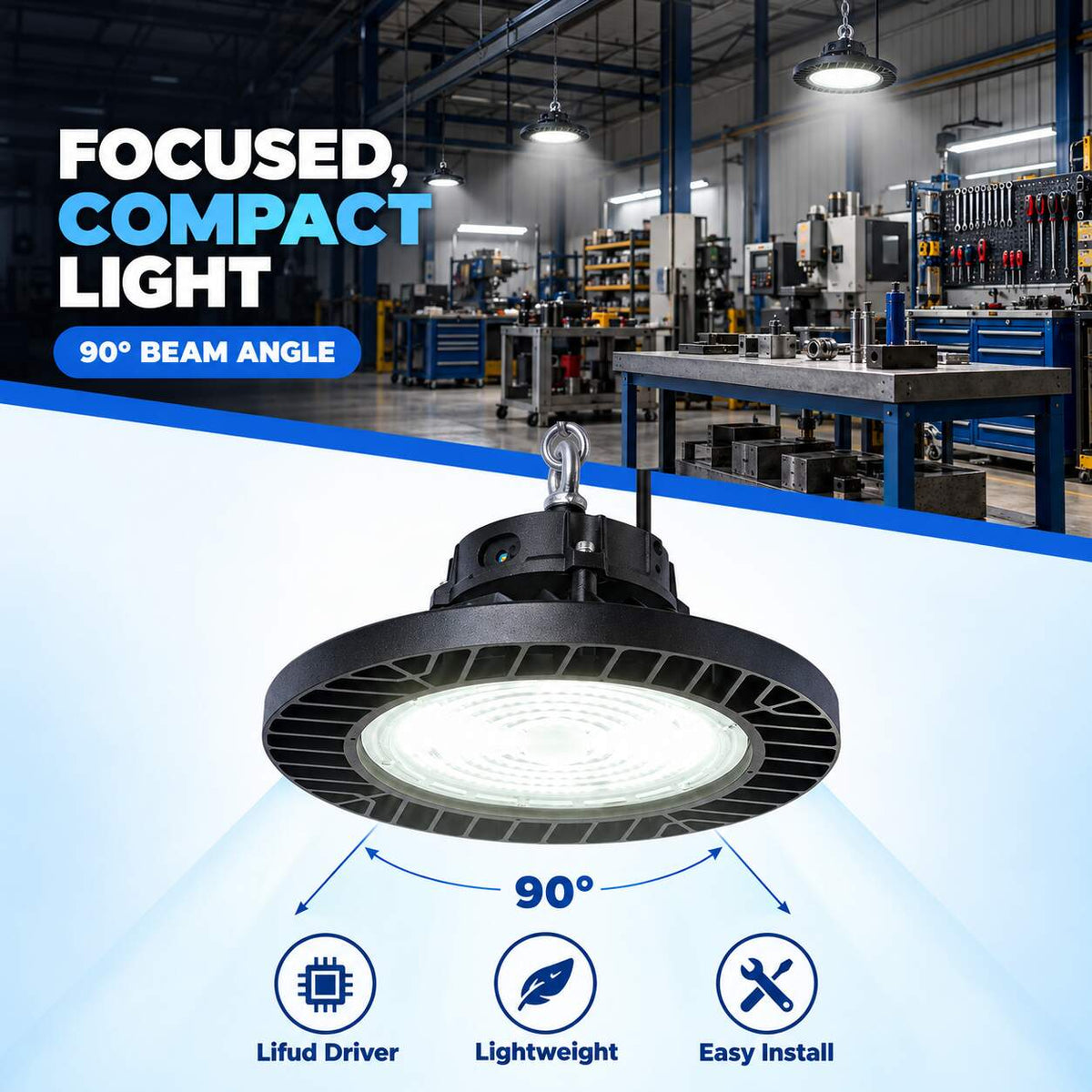 Campana LED industrial - 150W - PHILIPS Lumileds - Driver LIFUD - 5000K - IP65 - 7 años garantía (3)