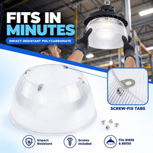 Difusor lumínico de policarbonato para campana LED industrial  B8155-150W - B8150-150 - Ángulo 90° (3)