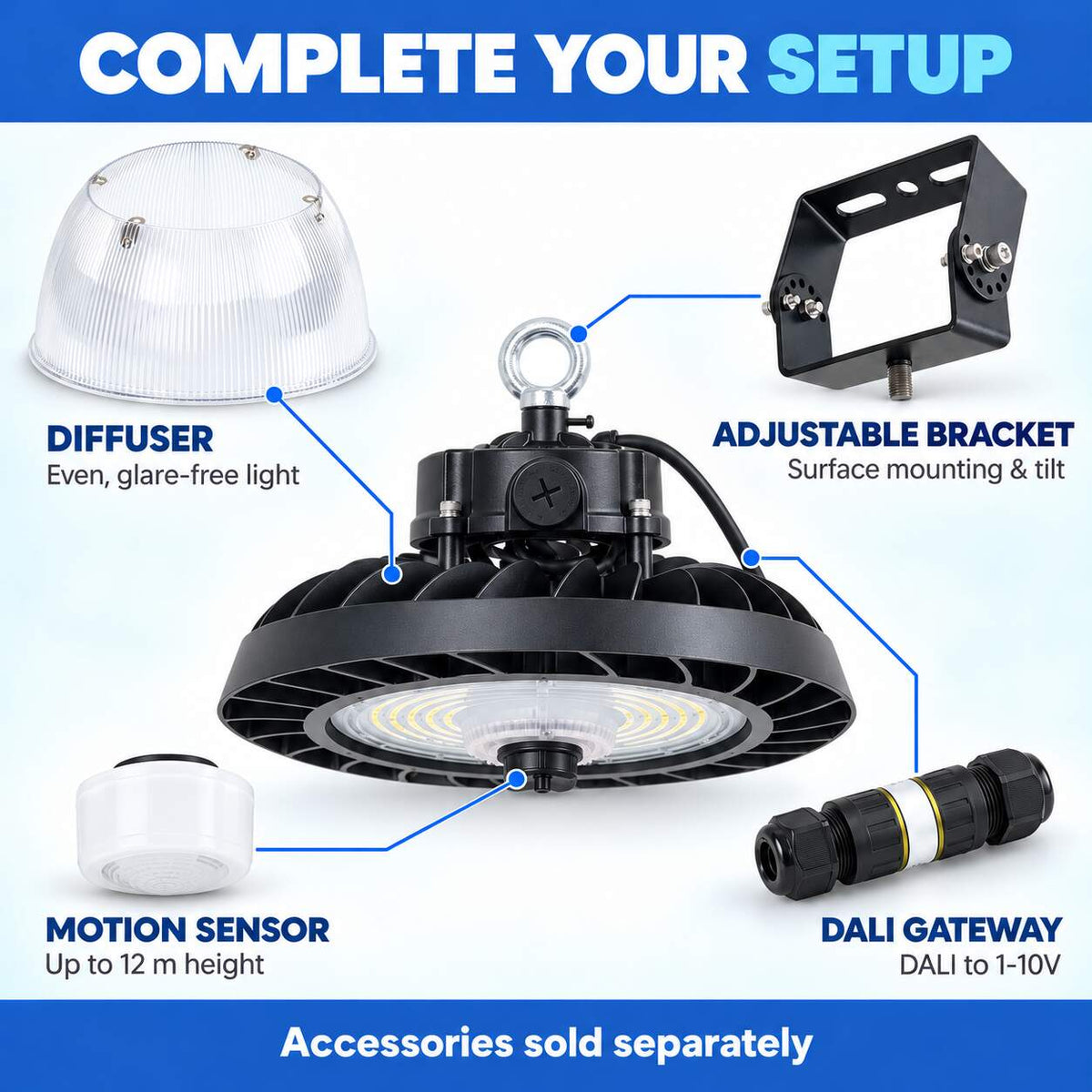 Campana LED UFO industrial 150W - CCT - 170lm/W - Driver LIFUD - IP65 - 10 años garantía (10)