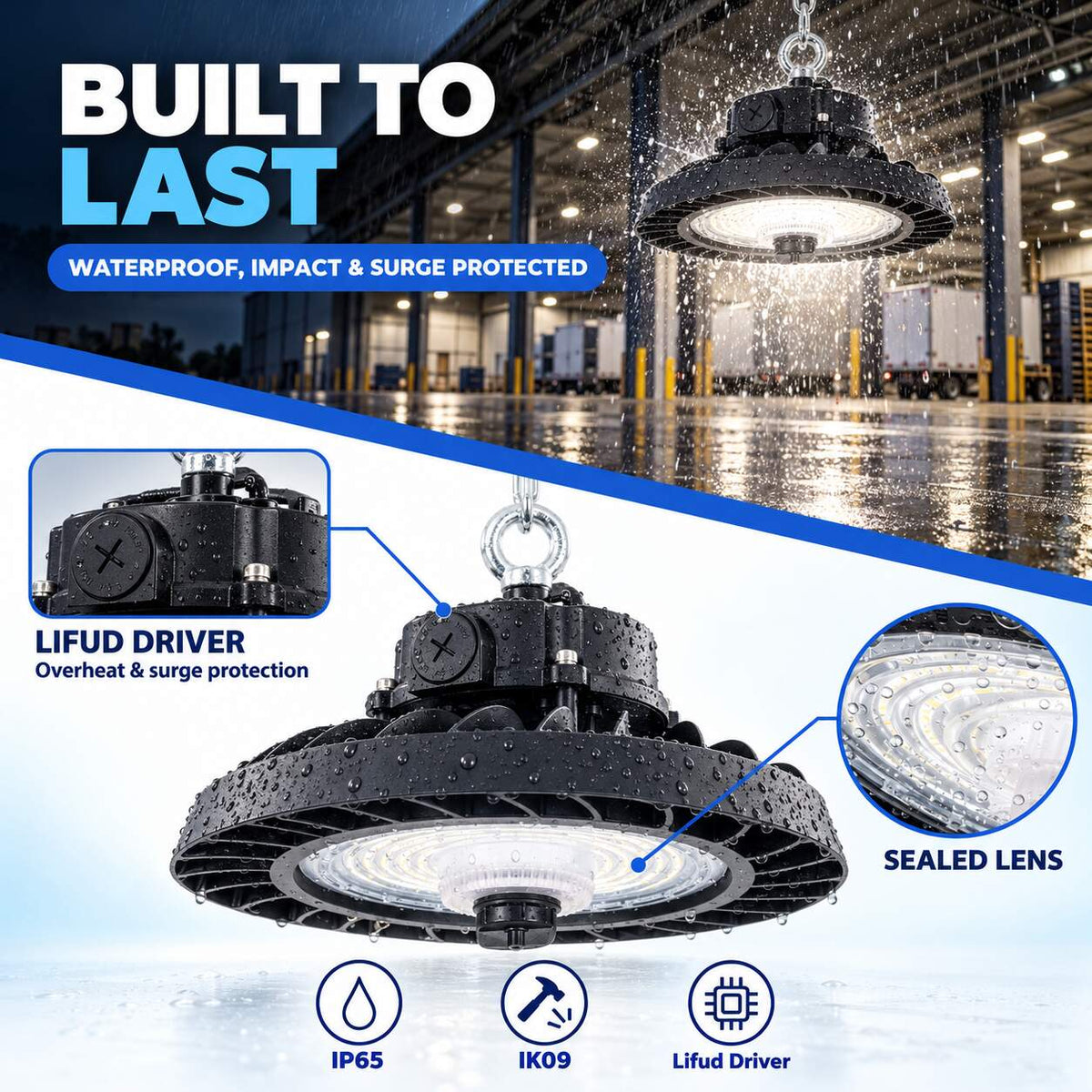 Campana LED UFO industrial 150W - CCT - 170lm/W - Driver LIFUD - IP65 - 10 años garantía (4)