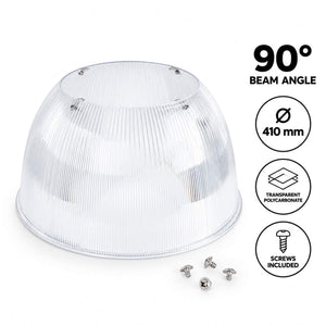 Difusor lumínico de policarbonato para campana LED industrial B8155-200W - B8150-200 - Ángulo 90° (1)