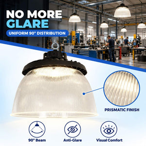 Difusor lumínico de policarbonato para campana LED industrial B8155-200W - B8150-200 - Ángulo 90° (3)