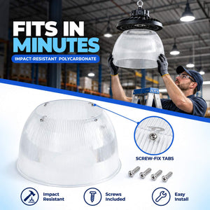 Difusor lumínico de policarbonato para campana LED industrial B8155-200W - B8150-200 - Ángulo 90° (5)