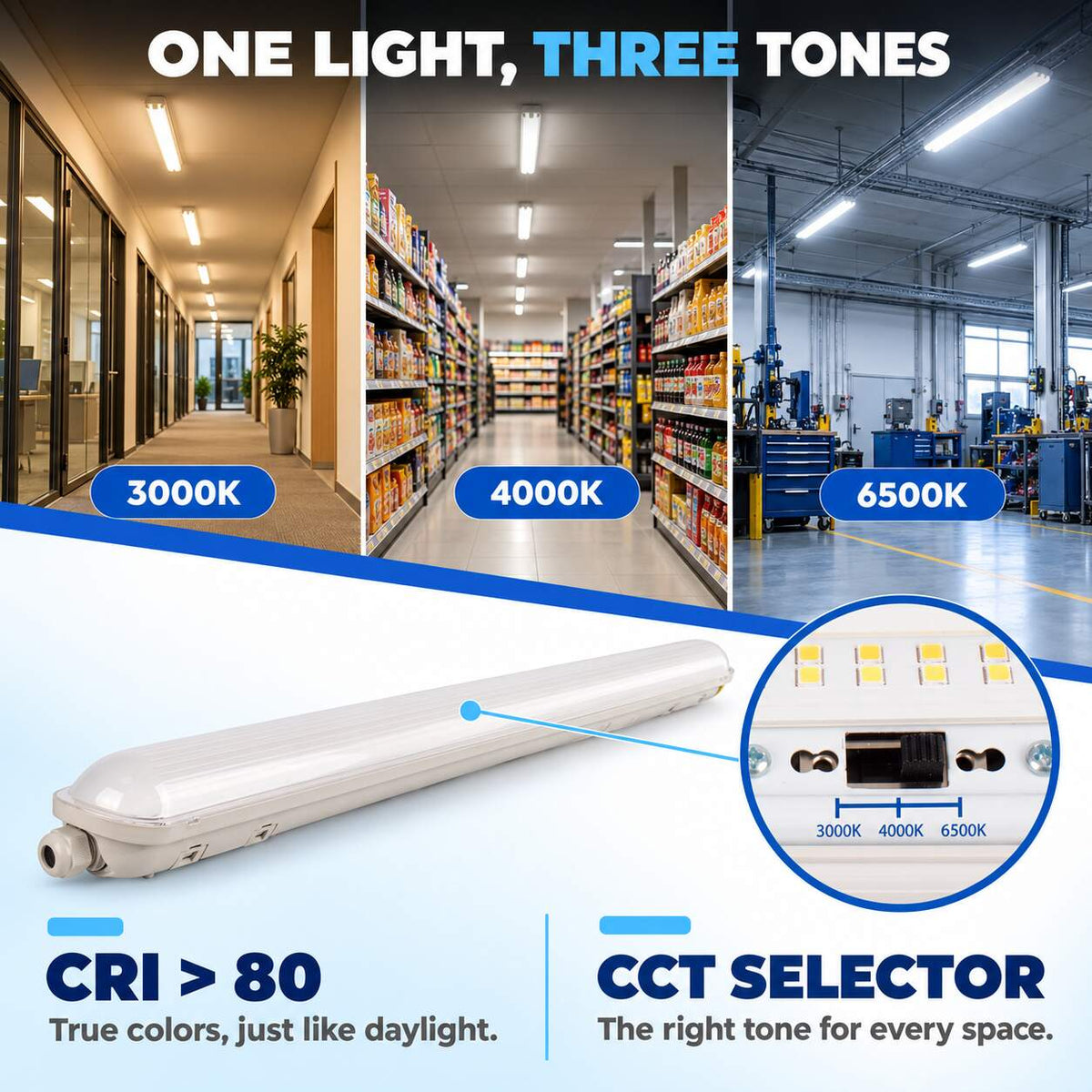 Pantalla estanca LED lineal conectable CCT con sensor de movimiento- 120cm - 40W - IP65 (5)