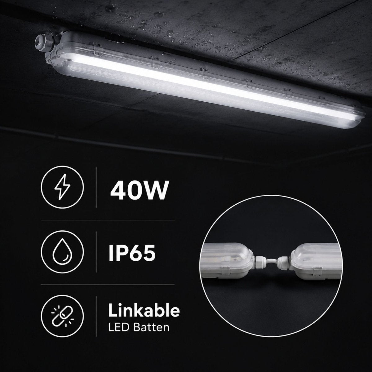 Pantalla estanca LED enlazable - 40W - 120cm - IP65 - Barcelona Led-