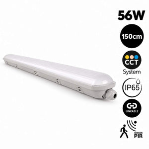 Pantalla estanca LED lineal conectable CCT con sensor de movimiento- 150cm - 56W - IP65