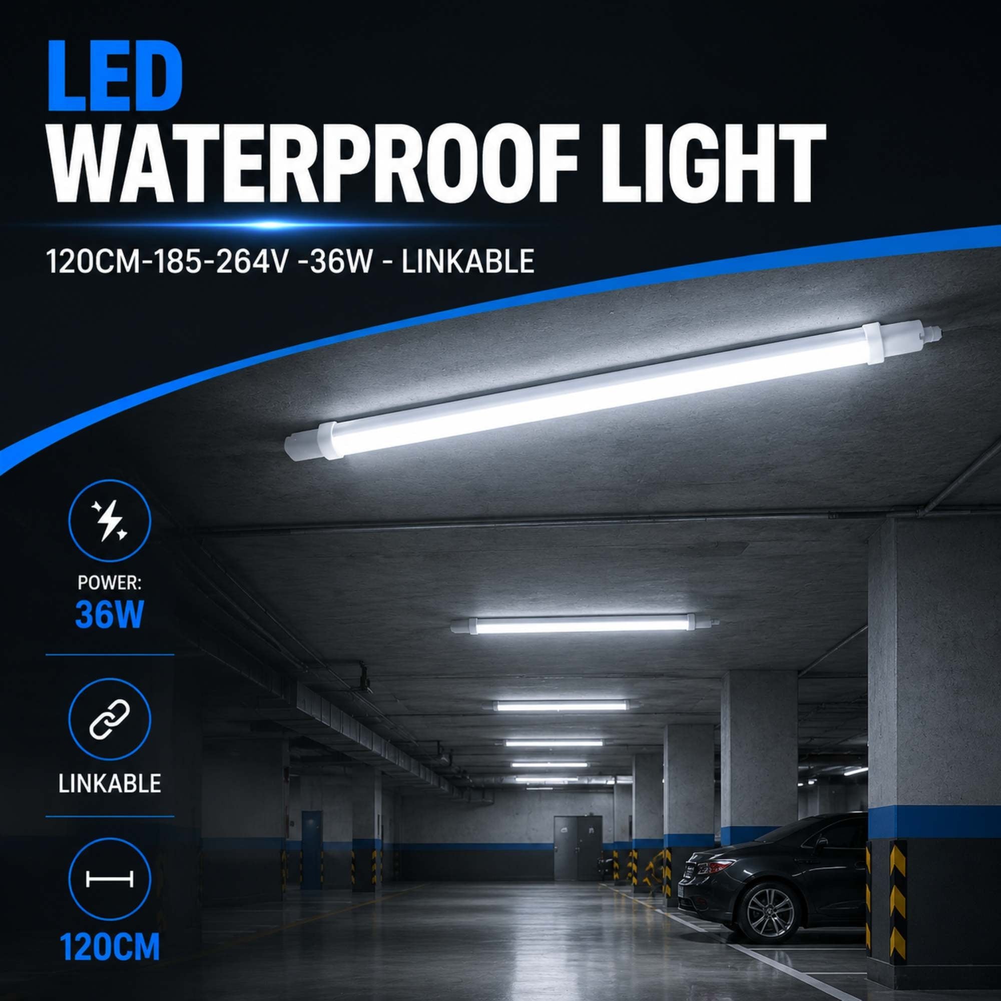 Pantalla estanca LED compacta - 36W - 110 lm/W - 120cm - ENLAZABLE - IP65 (8)