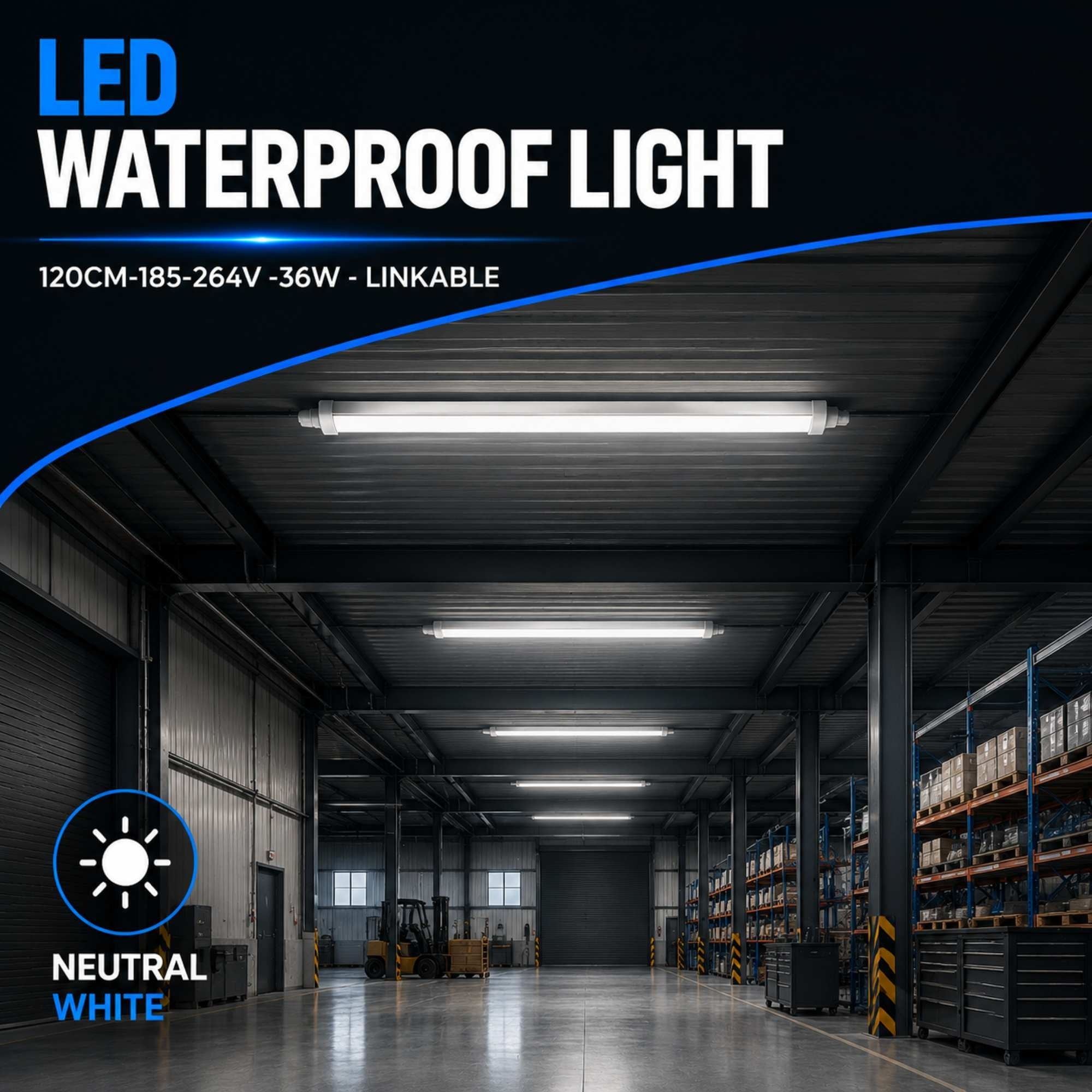 Pantalla estanca LED compacta - 36W - 110 lm/W - 120cm - ENLAZABLE - IP65 (2)