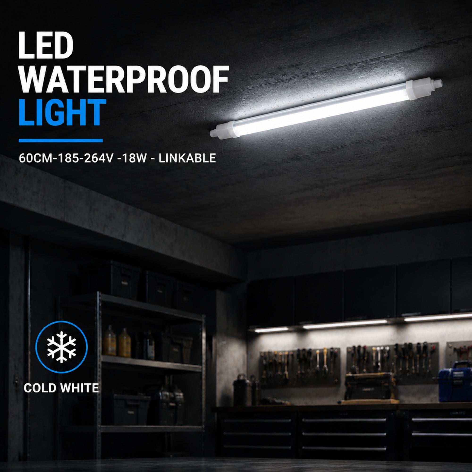 Pantalla estanca LED compacta - 18W - 110 lm/W - 60cm - ENLAZABLE - IP65 (13)