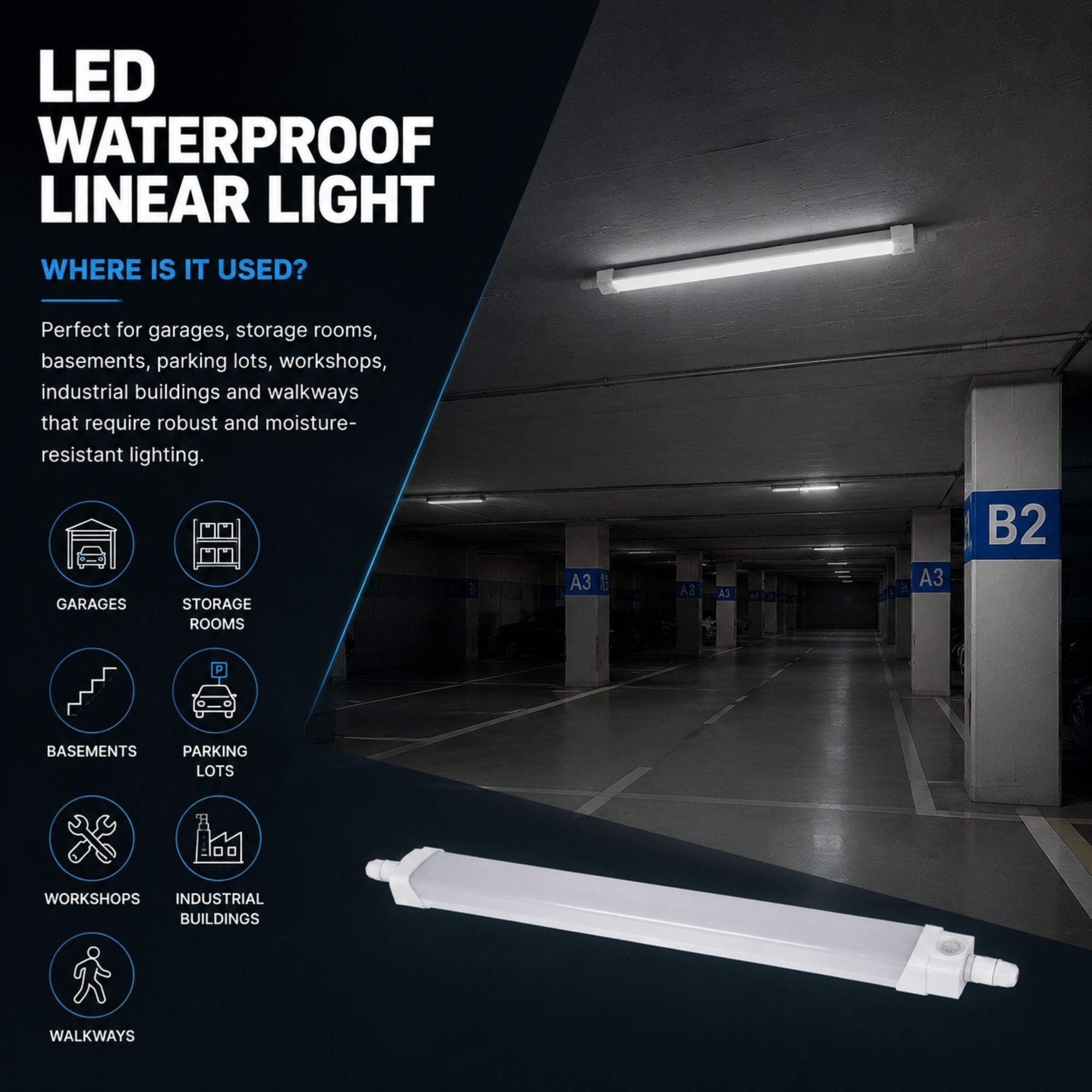 Pantalla estanca LED - 18W - CCT - 60cm - IP65 (9)