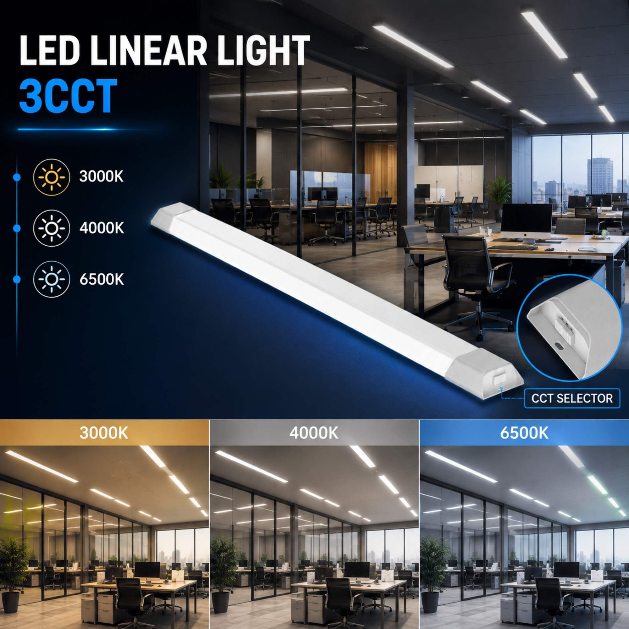 Luminaria lineal LED con caja de empalme - 3CCT - 20W - 60cm (7)
