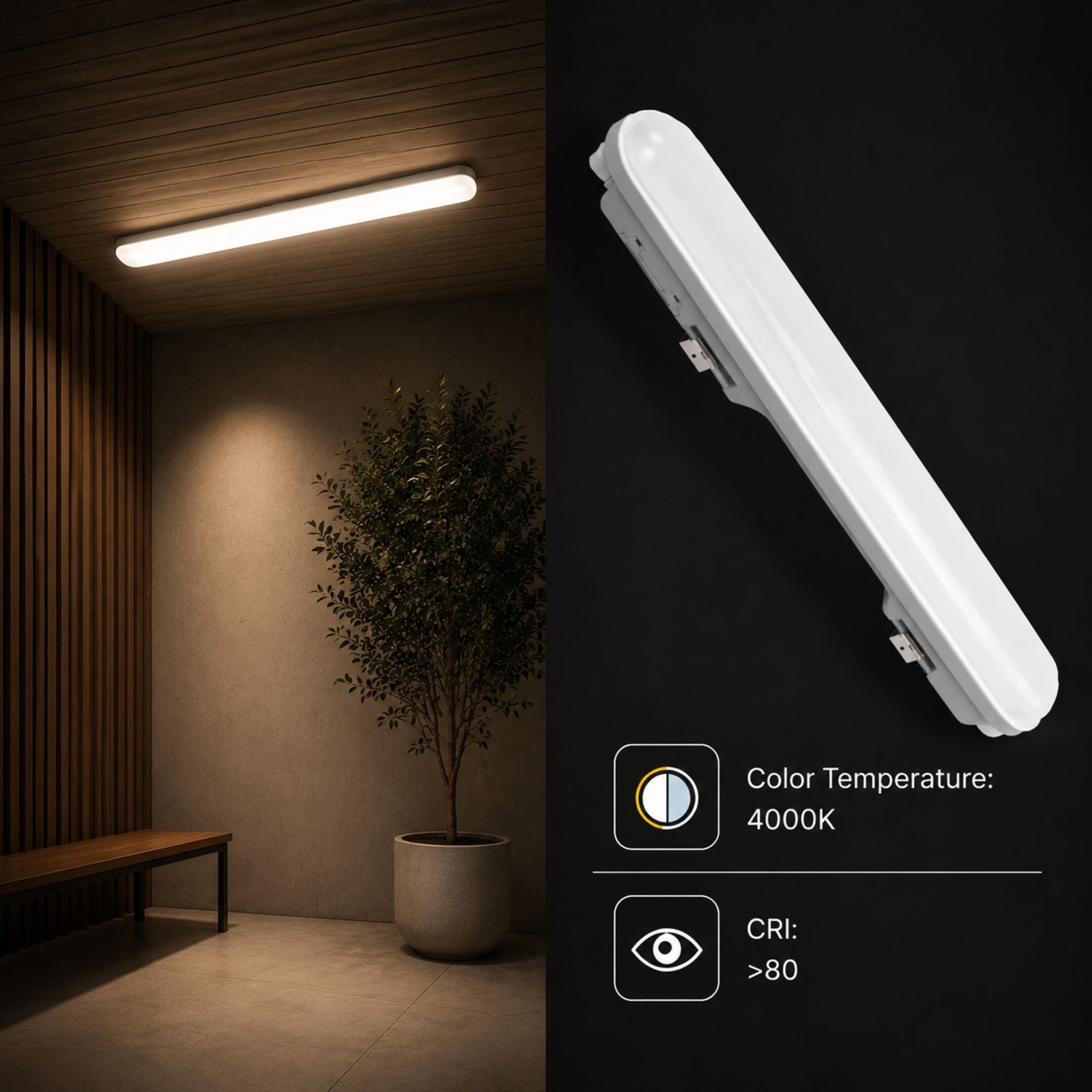 Pantalla estanca LED lineal enlazable 9W - 60cm - IP65 - 4000K (3)