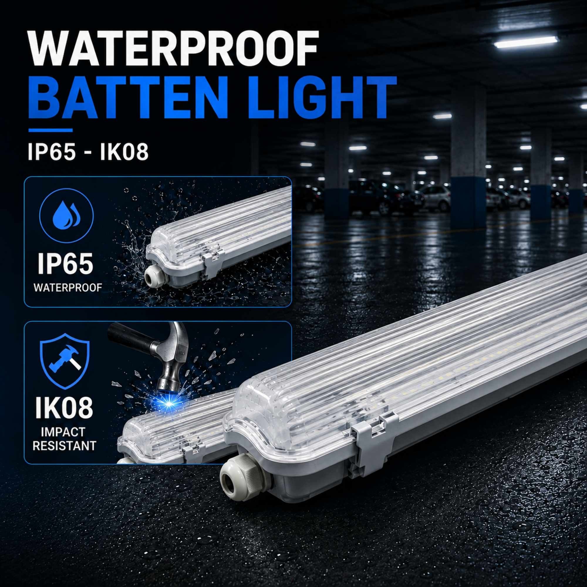 Pantalla estanca para 1 tubo LED - 60cm - IP65 (4)