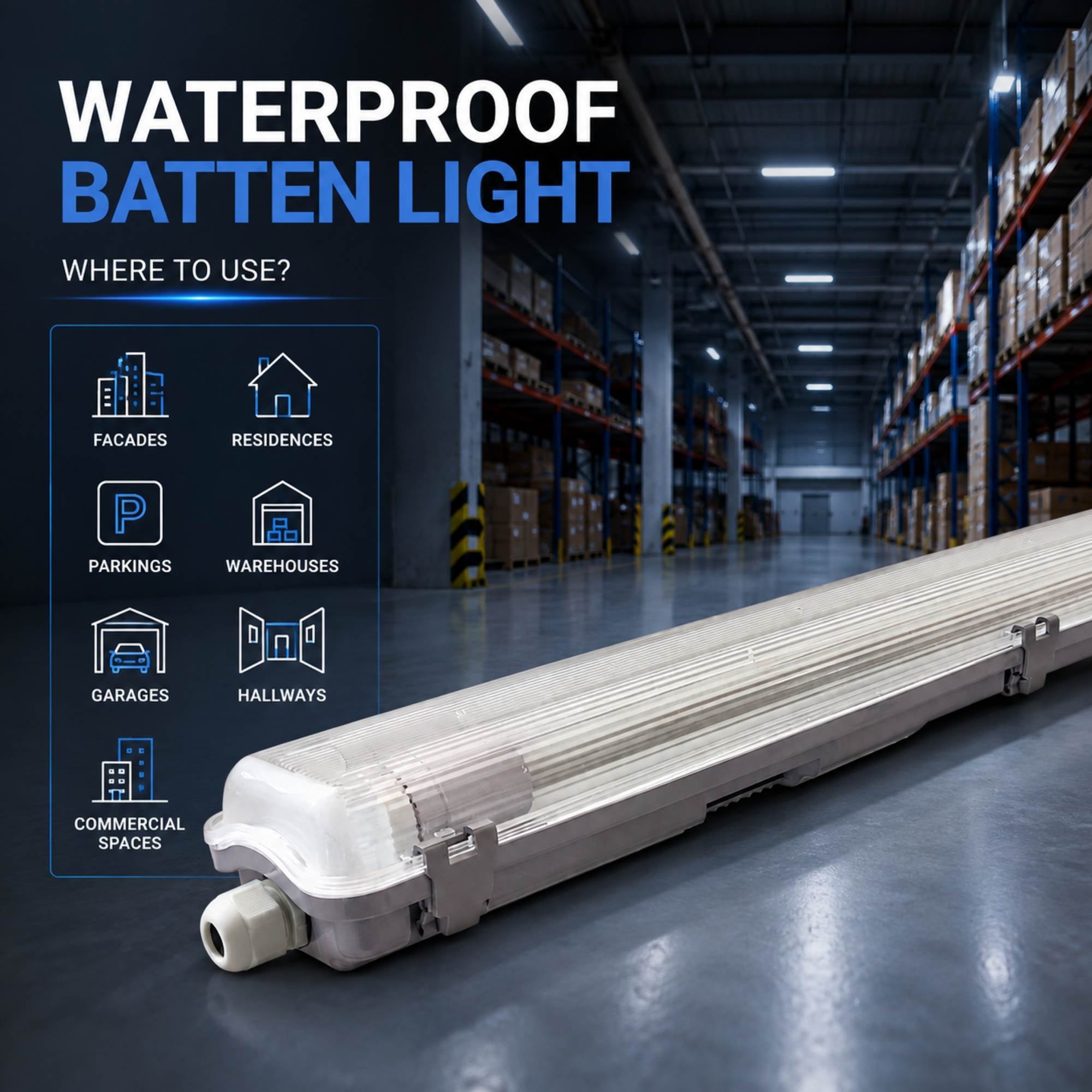 Pantalla estanca para 2 tubos LED - 150cm - IP65 (8)
