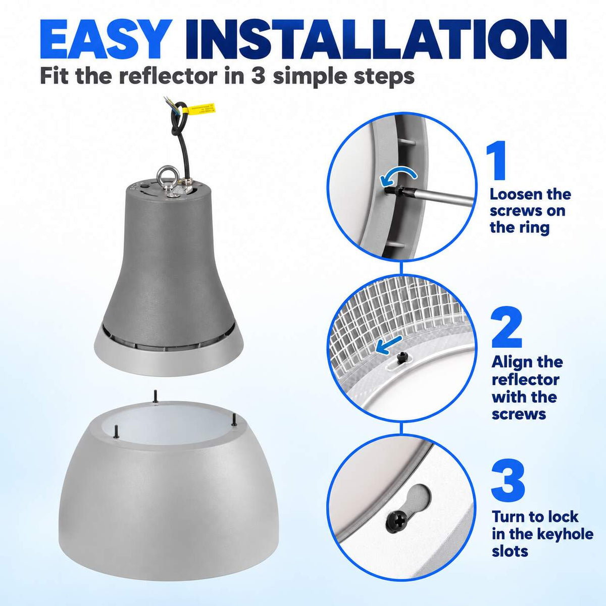 Campana LED comercial CCT -  (25W / 40W /60W / 80W) - Difusor aluminio - UGR19 - Driver Lifud 0-10V (8)